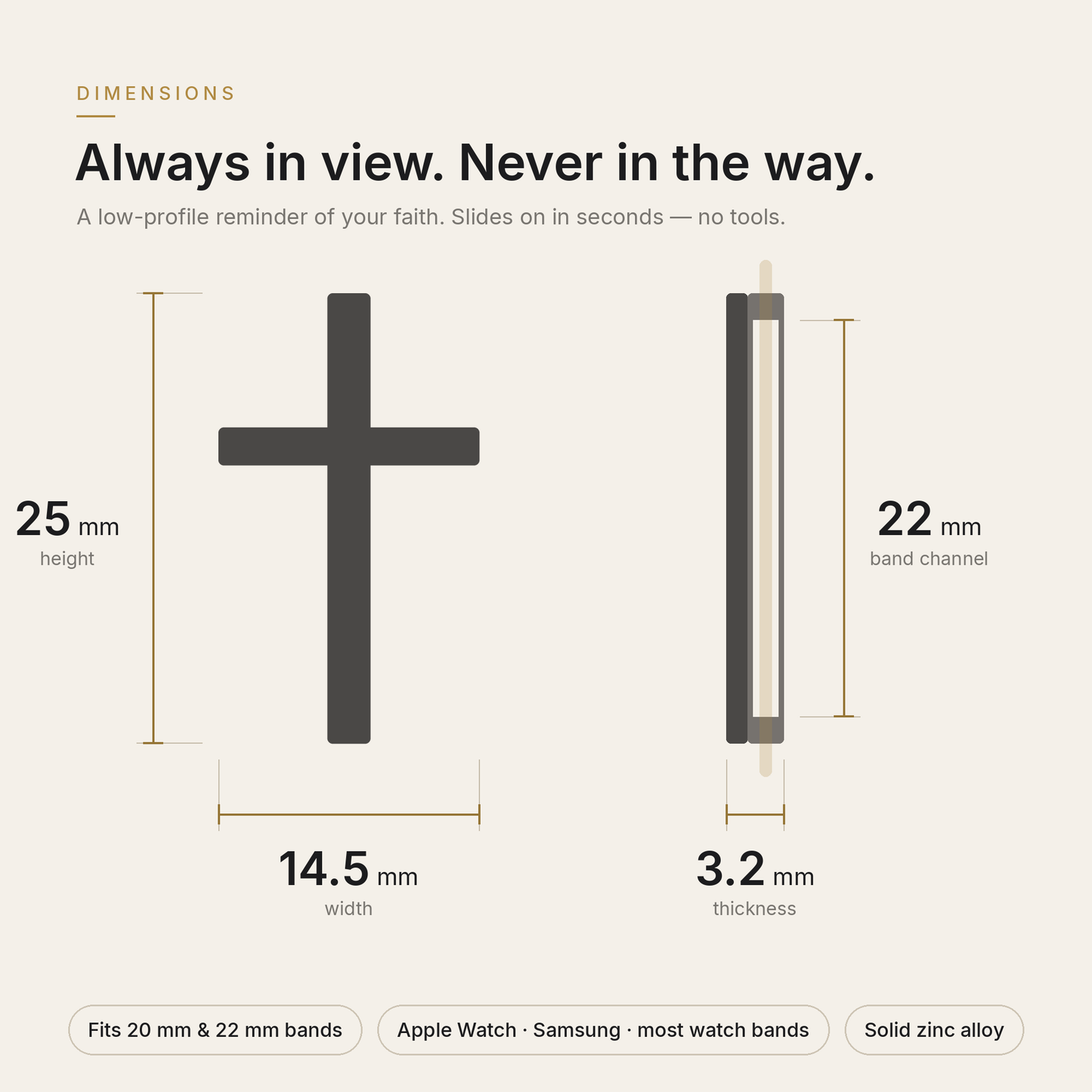 Cross Charm for Watch Bands — Faith Reminder on Your Wrist