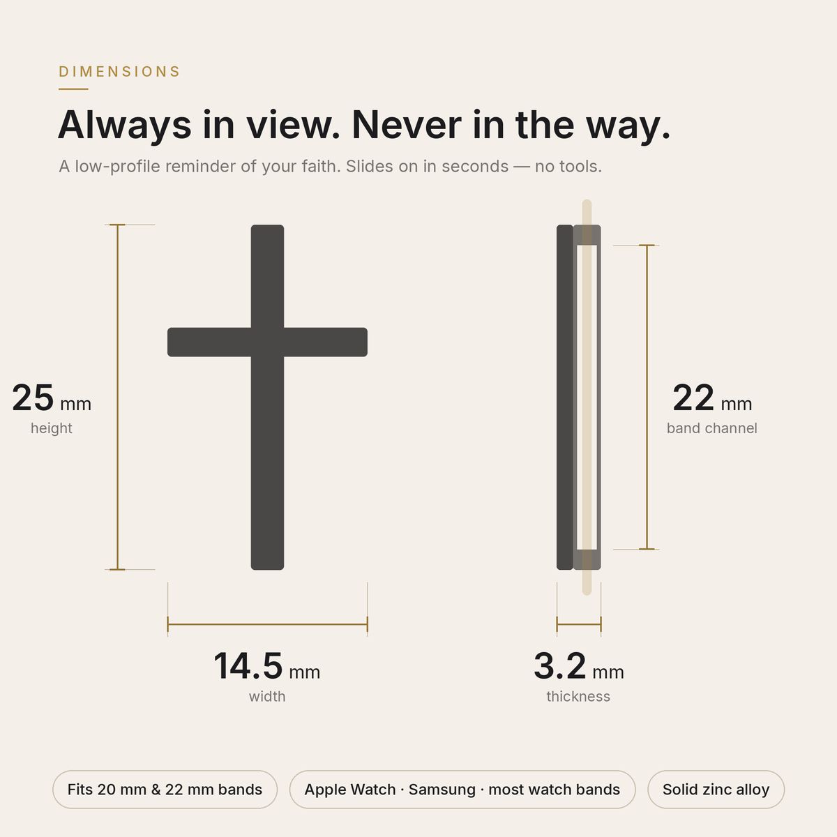 Cross Charm for Watch Bands — Faith Reminder on Your Wrist