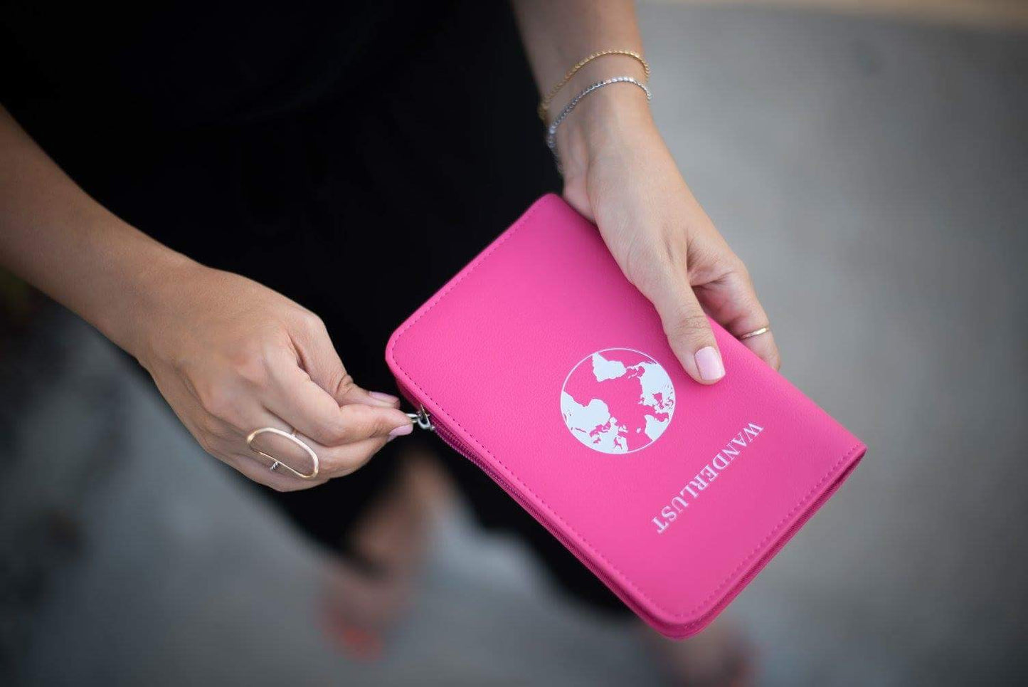 Phone Charging Passport Holder - RFID Blocking Travel Wallet w/ Ultra Thin Removable Power Bank